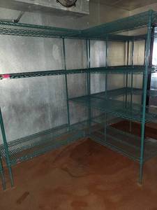 lot 22086 image: (2) 6ft Green Metro Racks Hooked Together