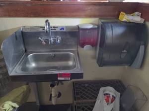 lot 22178 image: 17in Hand Sink, Soap Dispenser, Paper Towel Dispenser
