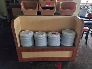 lot 22191 image: Wood Plate Holder Cabinet