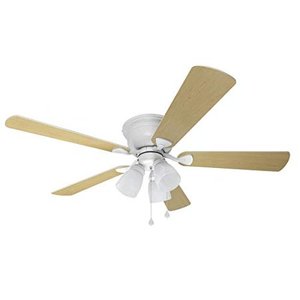 lot 16579 image: Harbor Breeze Centreville 42-in White Indoor Flush Mount Ceiling Fan with Light Kit - Product Is Brand New - Retail Packaging Maybe Opened Or Damaged