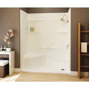 lot 16597 image: Aquatic Acrylx Applied-Acrylic 30 in. x 60 in. x 55.4 in. 3-Piece Direct-to-Stud Alcove Shower Surround in White