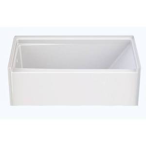 lot 16612 image: Aquatic Capistrano 60 in. AcrylX Acrylic-Finished Left Drain Rectangular Alcove Soaking Bathtub in White