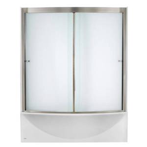 lot 16622 image: Ovation Framed Bypass Tub and Shower Door in Satin Nickel