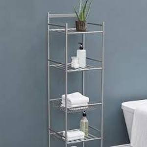 lot 16580 image: Style Selections 5-Tier Linen Tower Satin Nickel Finish