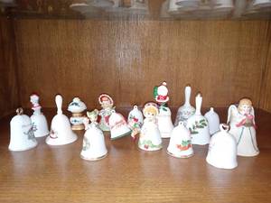 lot 2531 image: Large Lot Of 18 Mostly Holiday Themed Bells Angel,Santa,Christmas 84