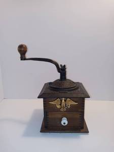 lot 2534 image: Vintage Style Wrought Iron And Wooden Coffee Grinder