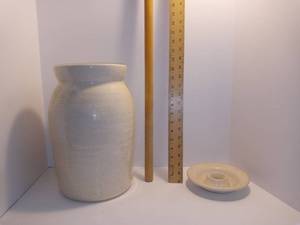 lot 2536 image: Large Ceramic Crock Style Butter Churn