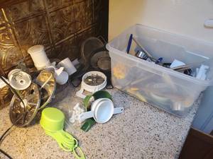lot 3057 image: Mega Lot pf Kitchen Utensils and Small Handware.Tote Included