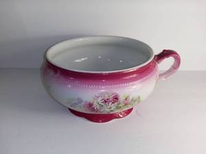 lot 2735 image: Large W S George Queen Wash Bowl Pink With Floral Design - Has Been Fixed As Showen