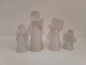 lot 2506 image: Vtg TIMELESS TREASURES Frosted Glass ANGEL Candle Holders Set