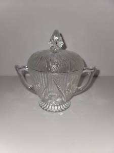 lot 2516 image: Iris & Herringbone Crystal Creamer and Sugar Dishes