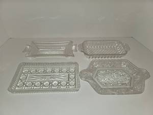 lot 2517 image: Lot of 4 Crystal Butter Dishes - Some Corners are Cracked