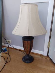 lot 3501 image: Iron and Wicker Table Lamp