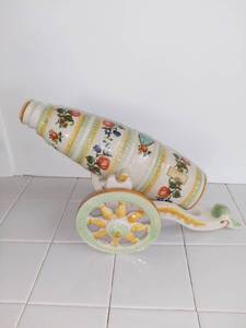 lot 3518 image: Vintage Banfi Products Ceramic Cannon Decanter With Stand