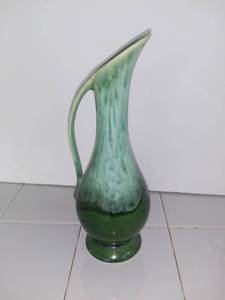 lot 3701 image: Dalton Ceramic Green Drip PitcherVase