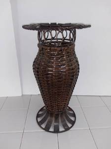 lot 3710 image: Brown Metal and Wicker Vase