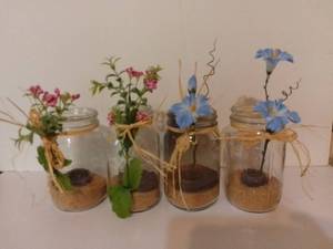 lot 4518 image: 4 Canning Jar Candle Holders