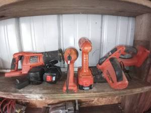lot 1608 image: Lot Of 4 Black&Decker Power Tools Drill,Reciprocating Saw Etc Untested
