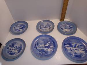lot 2546 image: Lot If 6 Decorative WinterWilderness Scene Plates