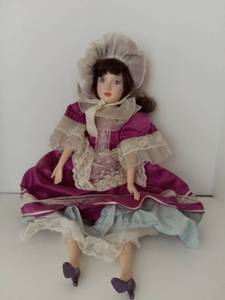 lot 5156 image: 16 in Porcelain Limbs Doll in Victorian Dress