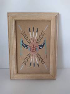 lot 5167 image: Framed Navajo Sand Art Signed Keedah