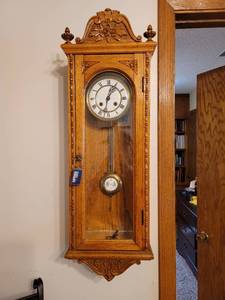 lot 51 image: Antique&nbspGerman R A Pendulum Winding Regulator Wall Clock