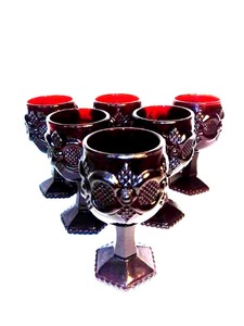 lot 5015 image: Set of 6 Avon Ruby Red Cordial Goblets
