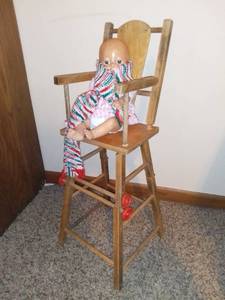 lot 6008 image: Antique Wood HighchairBuggy