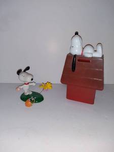 lot 6023 image: 1966 Plastic Snoopy Bank and Department 56 Snoopy Figure