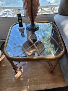 lot 12 image: Vintage Rattan Bamboo Side Table