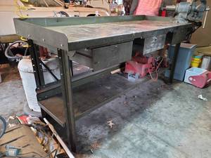 lot 8 image: Lyon Industrial Steel Workbench - Bench Only Contents Sold Separately