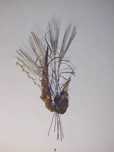 lot 2737 image: Mid Century Brass Wheat Wall Decor