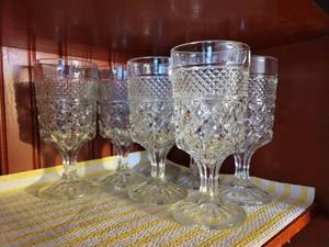 lot 3084 image: Lot of 7 Anchor Hocking Wexford Water Glasses