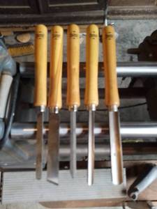 lot 1009 image: 5pcsSet Shop Smith Wood Lathe Chisel Set Professional Quality Wood Turning Chisel for Wood Working