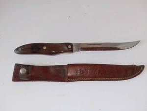 lot 1552 image: Cutco 62 Hunting Fishing Knife With Leather Sheath