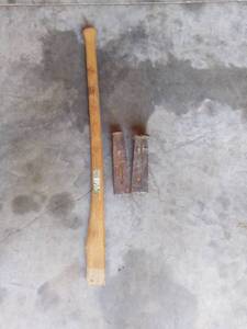lot 1558 image: Hickory Axe Handle and 2 Iron Splitting Wedges