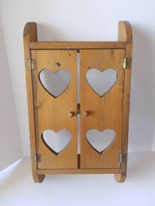 lot 1577 image: Wood Heart Shaped Medicine Cabinet