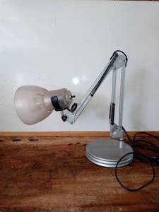 lot 1645 image: Gray Metal Desk Lamp Adjustable With Weighted Base
