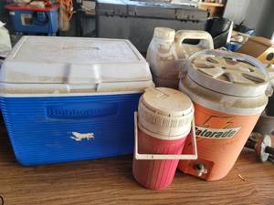 lot 9006 image: Lot of 4 Coolers and Water Canteens