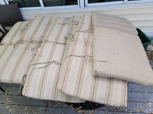 lot 9010 image: Lot of 6 Two Tone Brown Stipped Seat Cushions