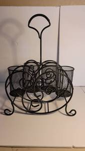 lot 9101 image: Black Metal Table Center Utensils Holde