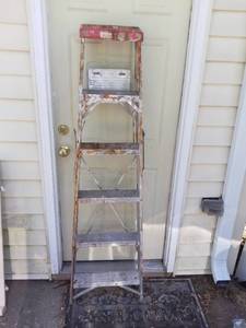 lot 9219 image: 6 Foot Aluminum Folding Ladder