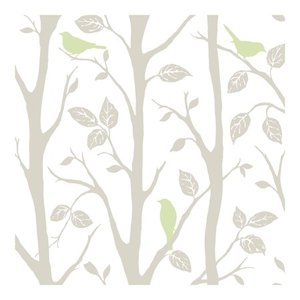 lot 9411 image: Wall Pops Sitting in a Tree Peel and Stick Wallpaper, GreyGreen (Set Of 2)