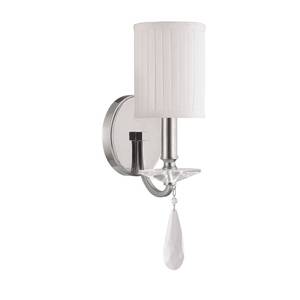 lot 9419 image: Capital Lighting Alisa 1-Light Wall Sconce, Polished Nickel Finish With Decorative Shade And Clear Crystal Accent