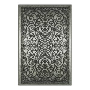 lot 9430 image: Mainstays India Medallion Textured Print Area Rug and Runner Collection, Gray Tonal, 2.6x3.10