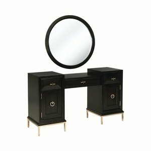 lot 9457 image: Formosa 4-drawer Vanity Desk Americano And Rose Brass