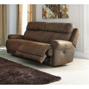 lot 3514 image: Austere Contemporary 2 Seat Reclining Power Sofa Brown- Retail$1442.49