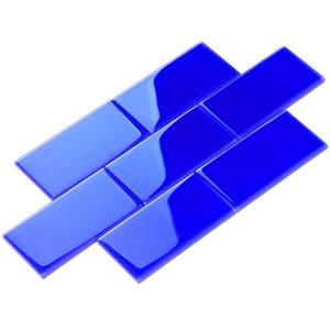 lot 3561 image: Cobalt Blue 4x12 Glass Subway Tile (5 Sheets)