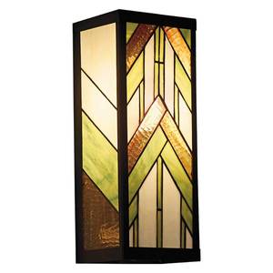 lot 8796 image: 16.25-inch Stained Glass 1-Light Rectangular Mission Style Outdoor Light Wall Sconce - River of Goods