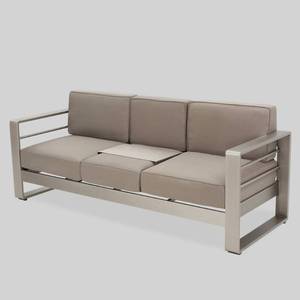 lot 8807 image: Cape Coral Outdoor Loveseat Sofa with Tray by Christopher Knight Home- Retail$655.49